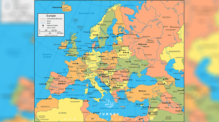 نقشه مرزهای اروپا
